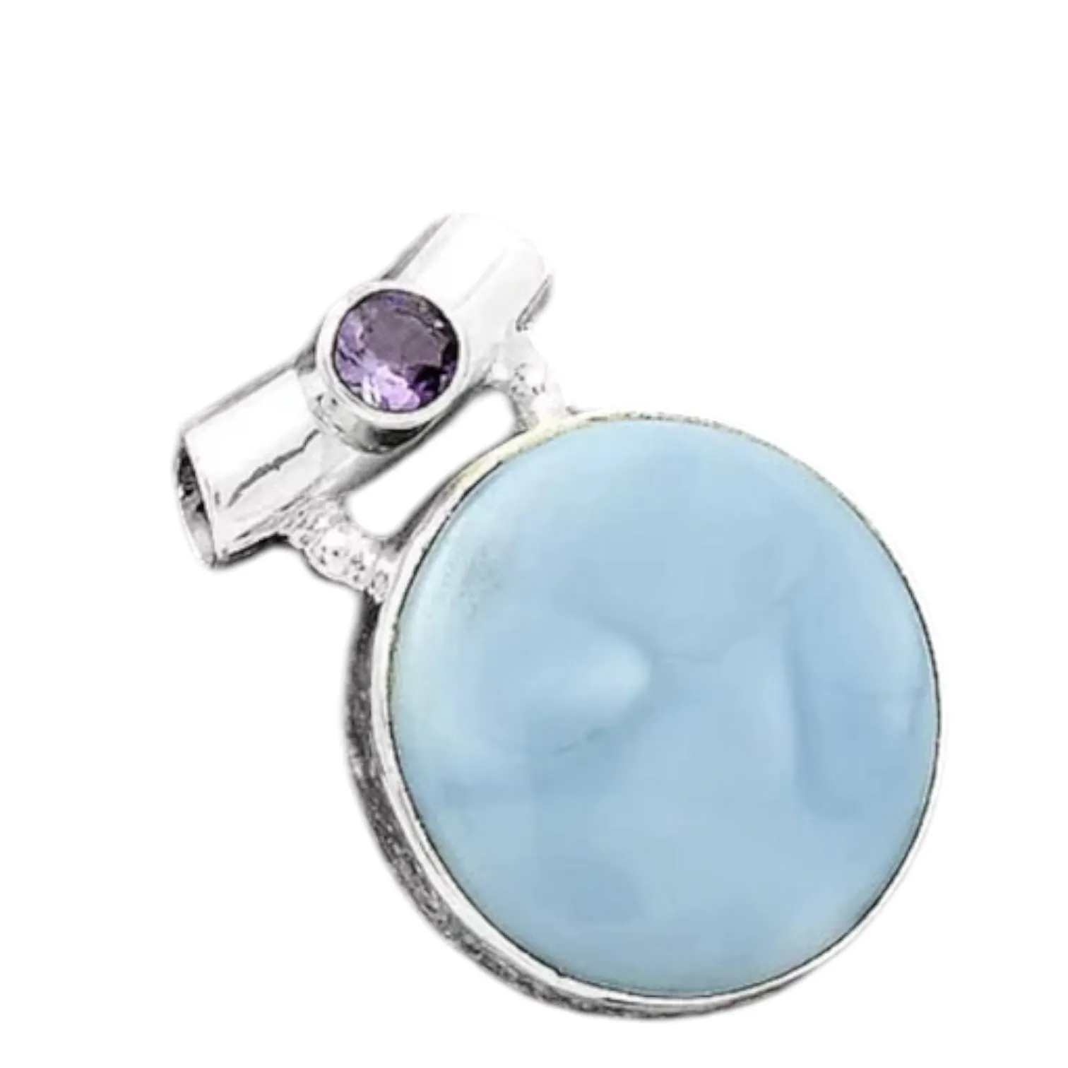 Owyhee Opal & Amethyst Solid 925 Sterling Silver Pendant