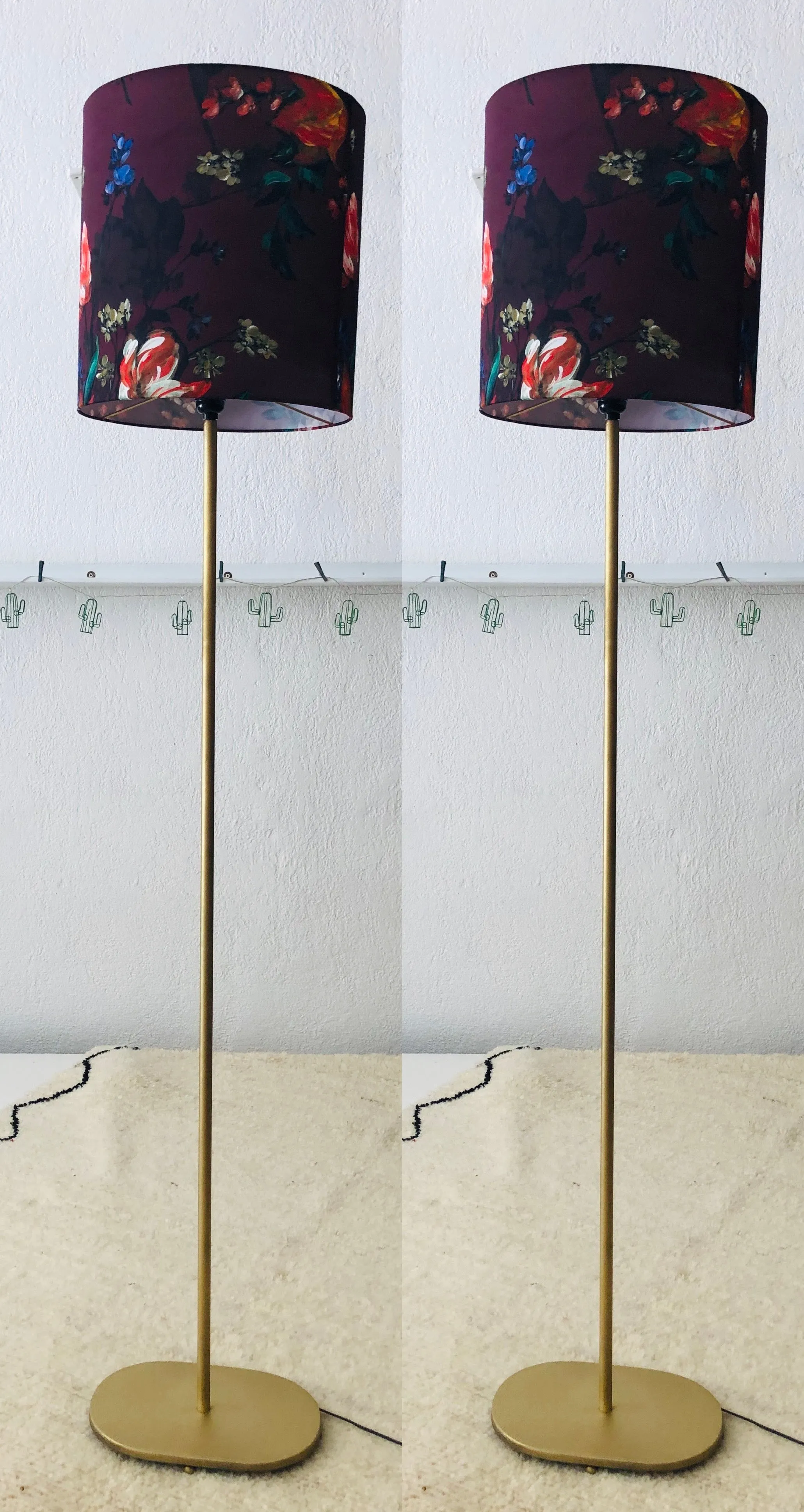 Pair of Modern Floor Lamps - Handmade Shades
