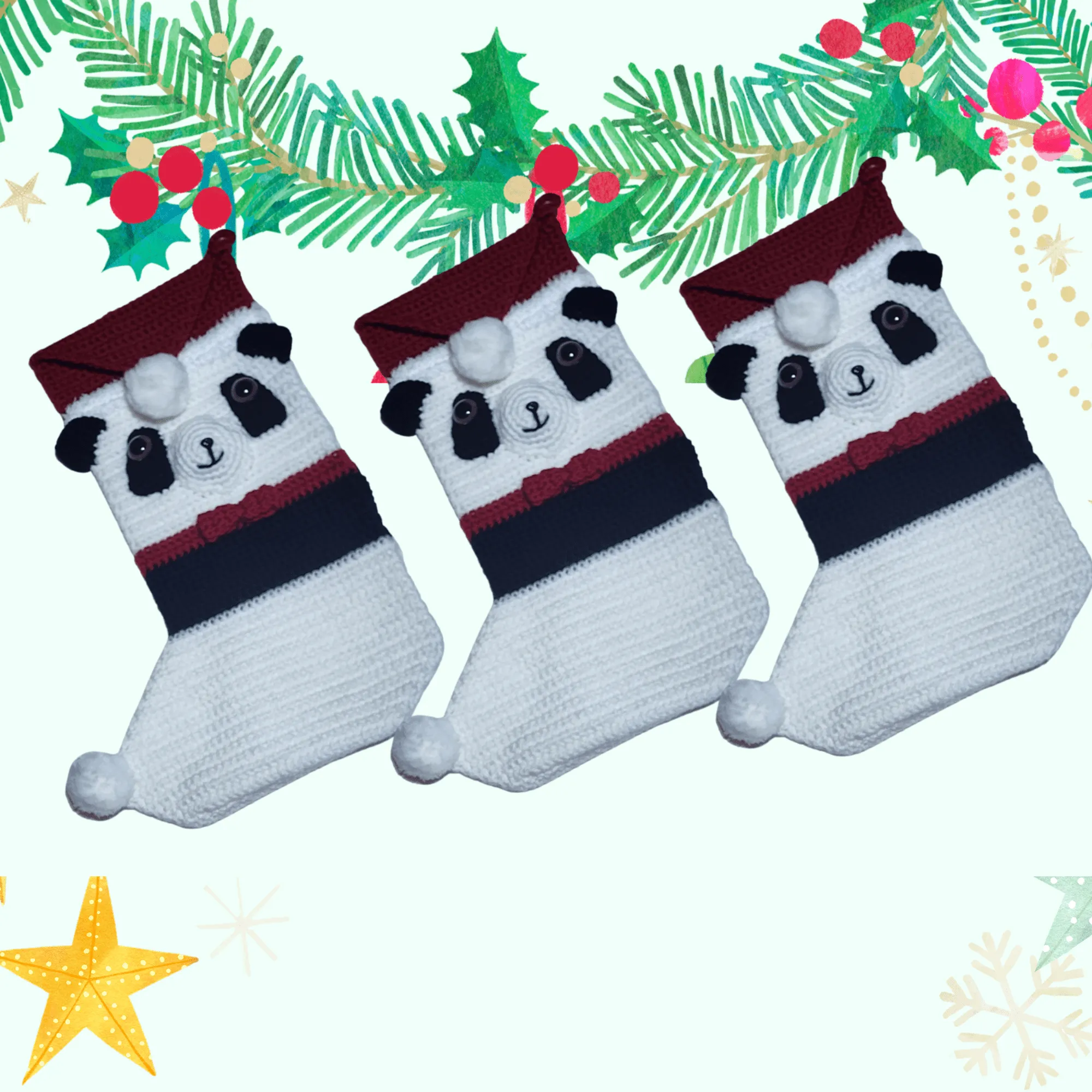 Panda Bear Christmas Stocking Crochet Pattern