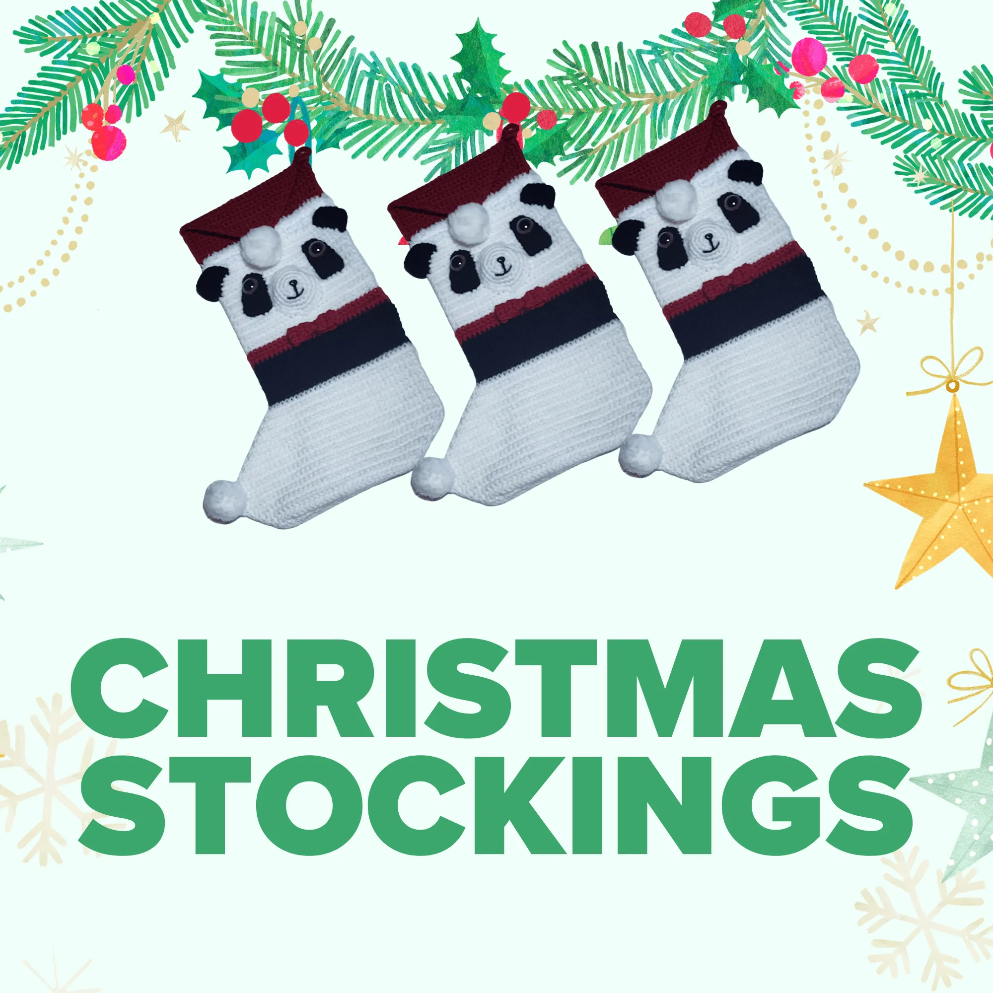 Panda Bear Christmas Stocking Crochet Pattern