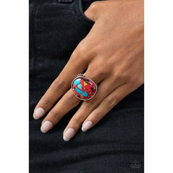 Paparazzi Aesthetically Authentic - Red Stretch Ring