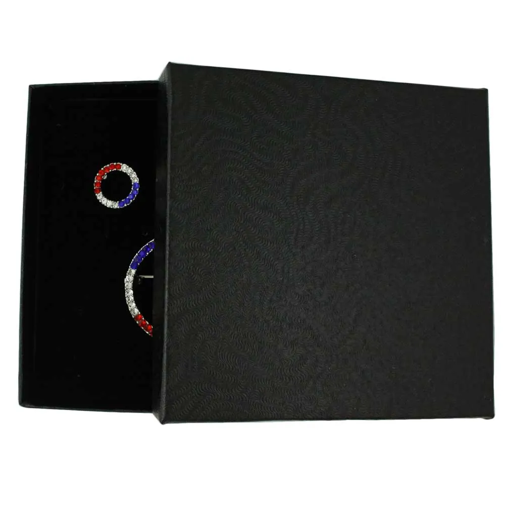 Patriotic Infinity Circle Brooch Pin and Earring Boxed Set- PRF727PBS