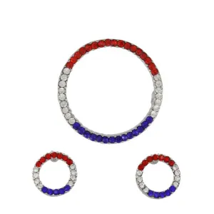 Patriotic Infinity Circle Brooch Pin and Earring Boxed Set- PRF727PBS