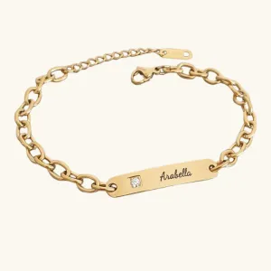 Personalised CZ ID bracelet, Adjustable Size (Ready in 7 Days)
