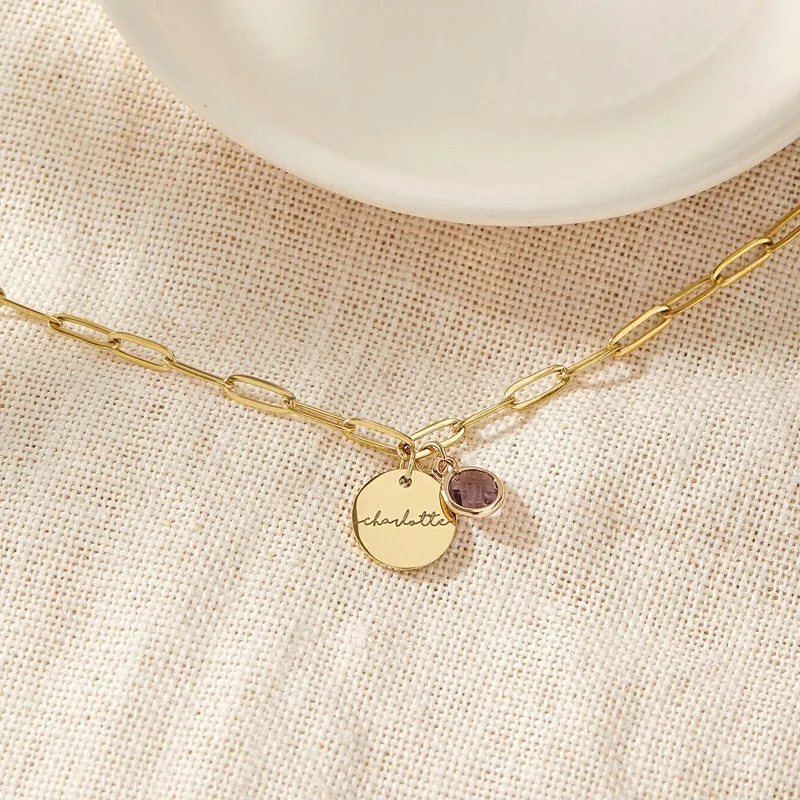 Personalized Birthstone Baby Necklace