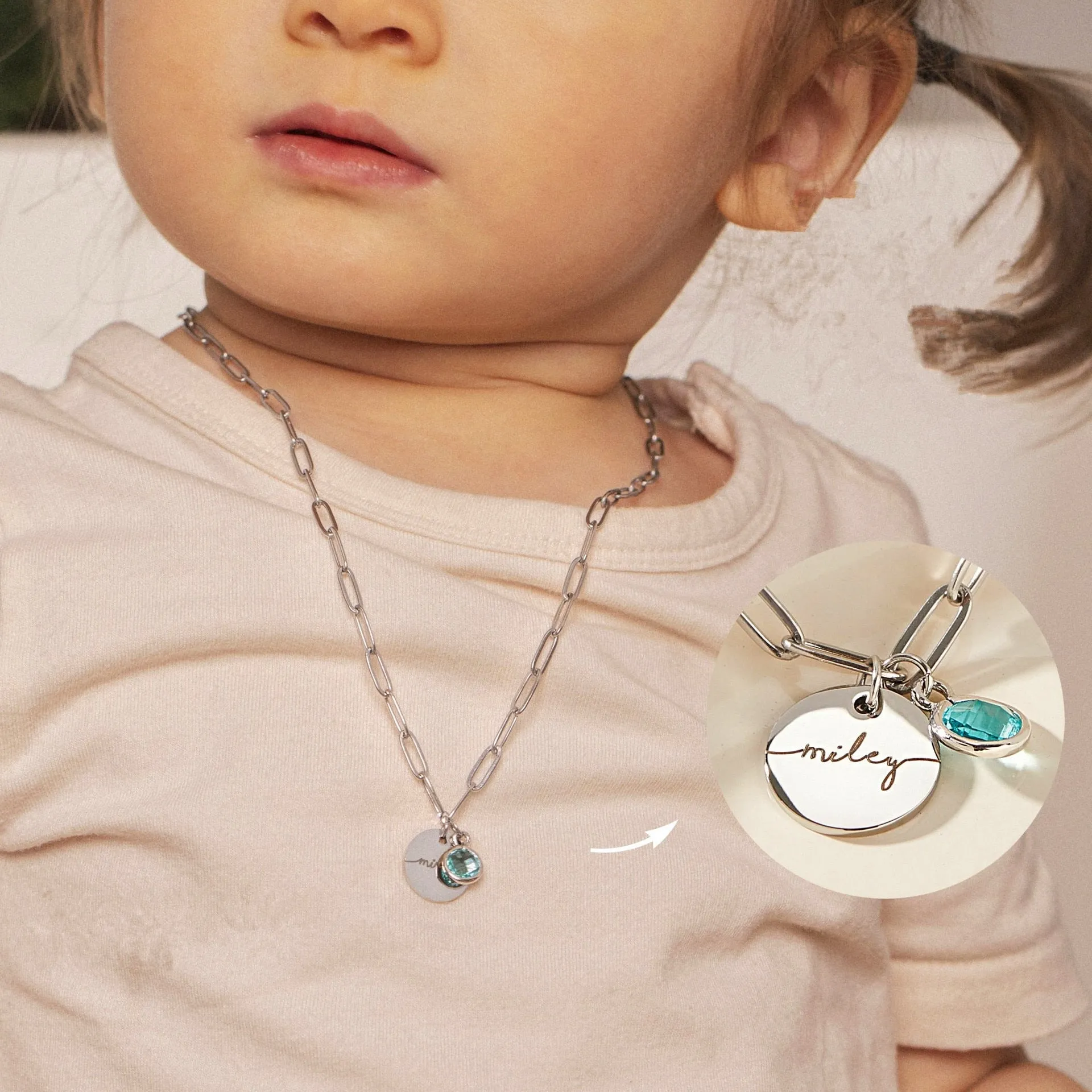 Personalized Birthstone Baby Necklace