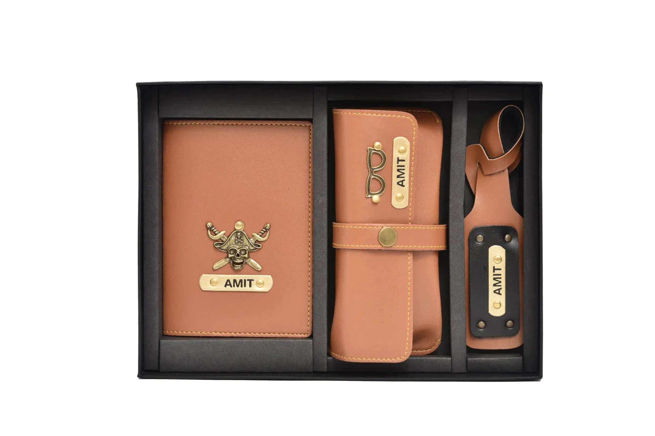 Personalized Frequent Traveller Combo (3 pcs) - Tan