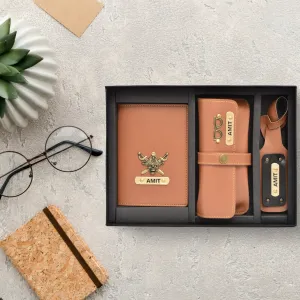 Personalized Frequent Traveller Combo (3 pcs) - Tan