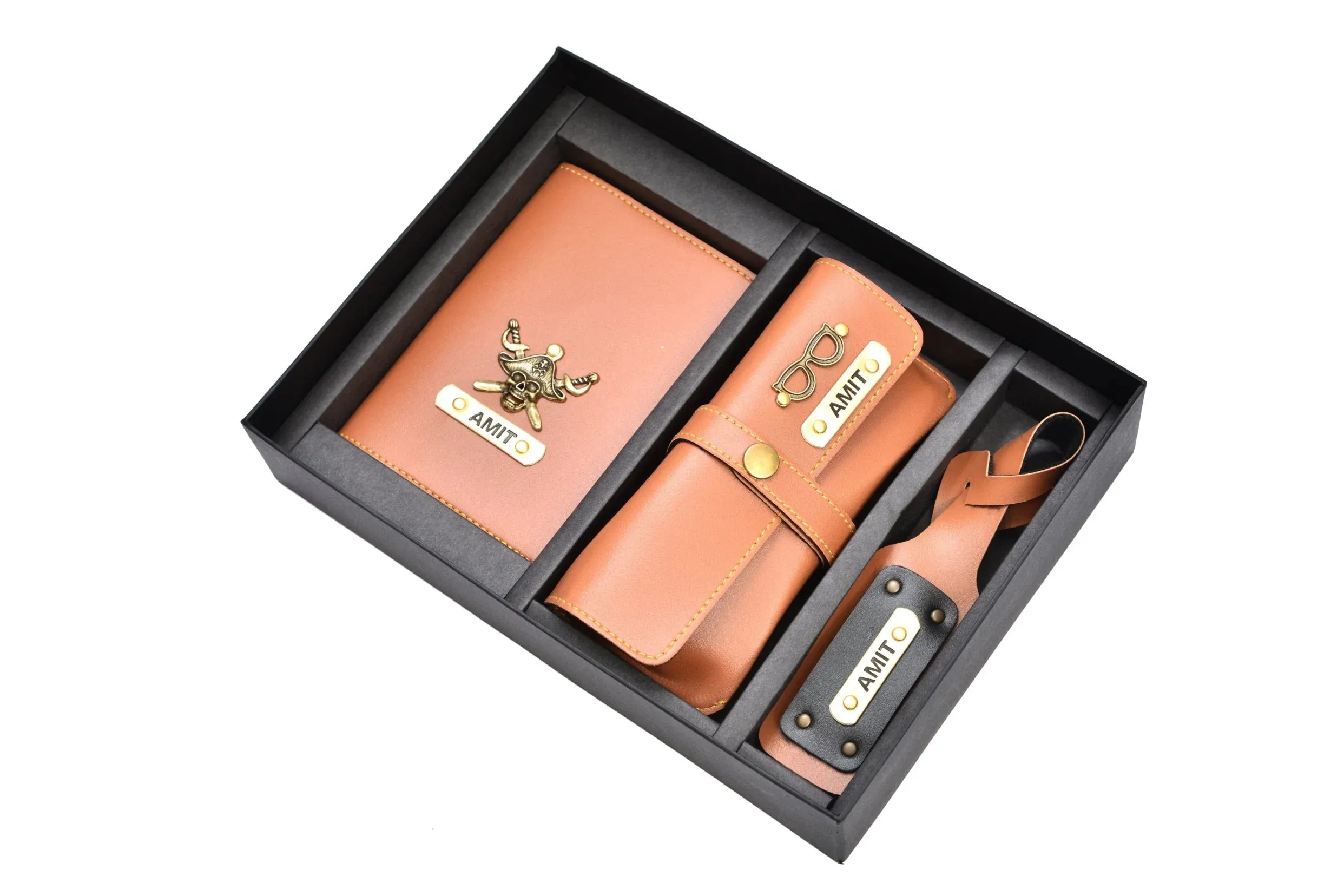 Personalized Frequent Traveller Combo (3 pcs) - Tan