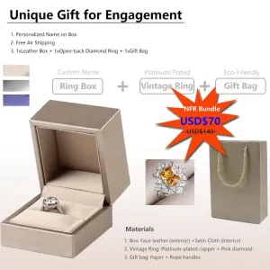 Personalized Name Ring Box Vintage Ring Gift Bag Bundle