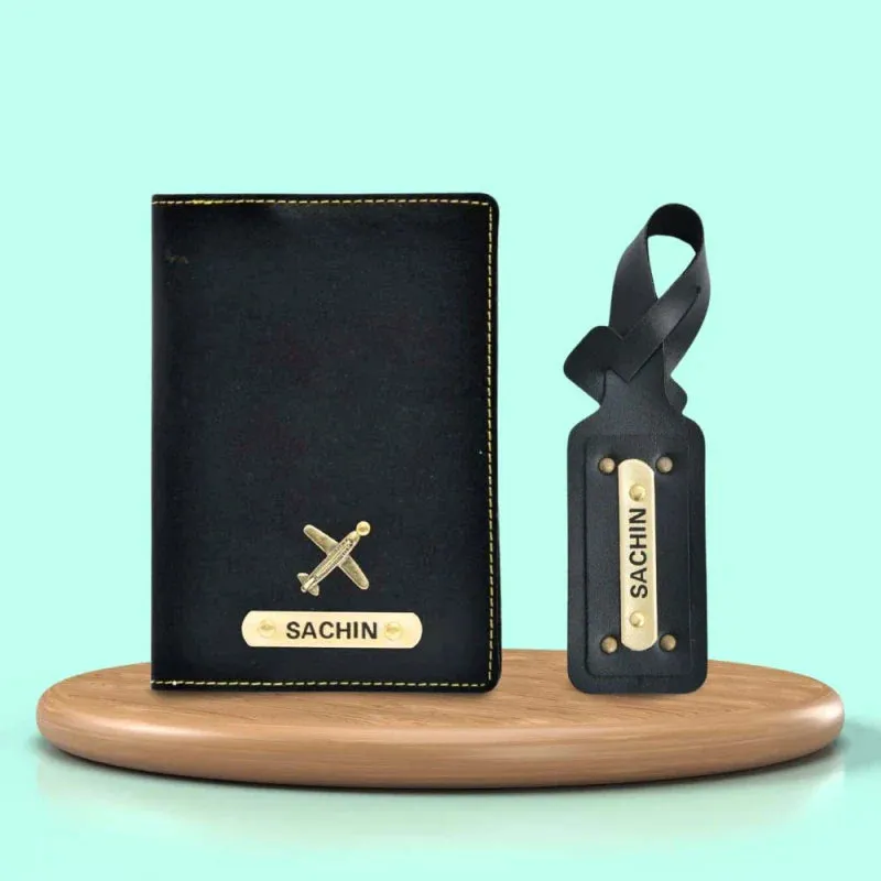 Personalized Unisex 2 Pcs Traveler Combo - BLACK