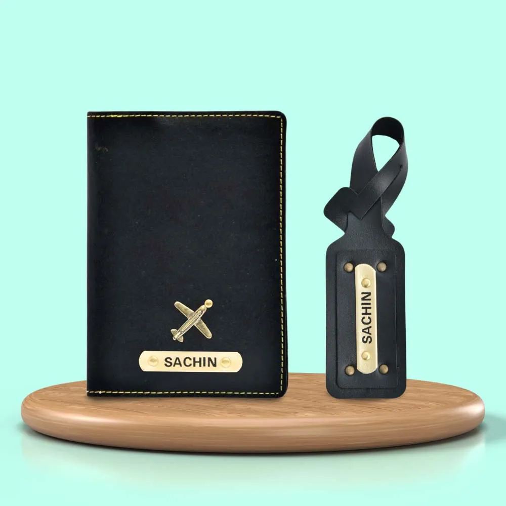 Personalized Unisex 2 Pcs Traveler Combo - BLACK