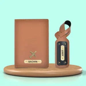 Personalized Unisex 2 Pcs Traveler Combo - TAN