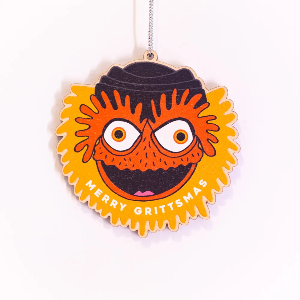 Philadelphia Christmas ornament, Gritty holiday ornament, Gritty tree ornament, wooden philadelphia christmas ornament, Merry Grittsmas