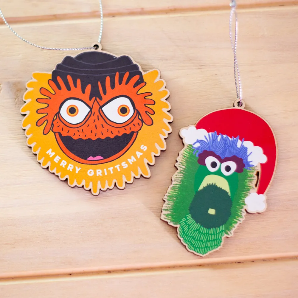 Philadelphia Christmas ornament, Gritty holiday ornament, Gritty tree ornament, wooden philadelphia christmas ornament, Merry Grittsmas