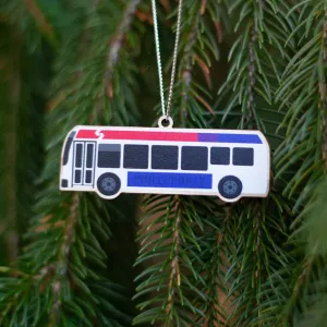 Philadelphia Christmas ornament, Septa bus holiday ornament, septa tree ornament, wooden philadelphia christmas ornament