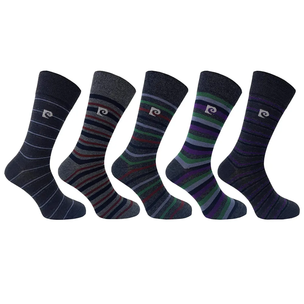 Pierre Cardin 5 Pack Socks - Assorted Geo Navy