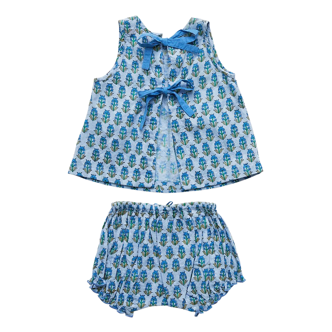 Pink Chicken Baby Jaipur 2pc Set - Sky Block Floral Print