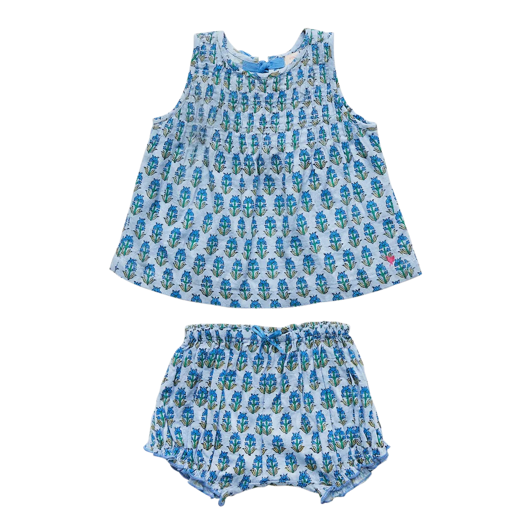 Pink Chicken Baby Jaipur 2pc Set - Sky Block Floral Print