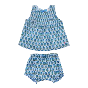 Pink Chicken Baby Jaipur 2pc Set - Sky Block Floral Print