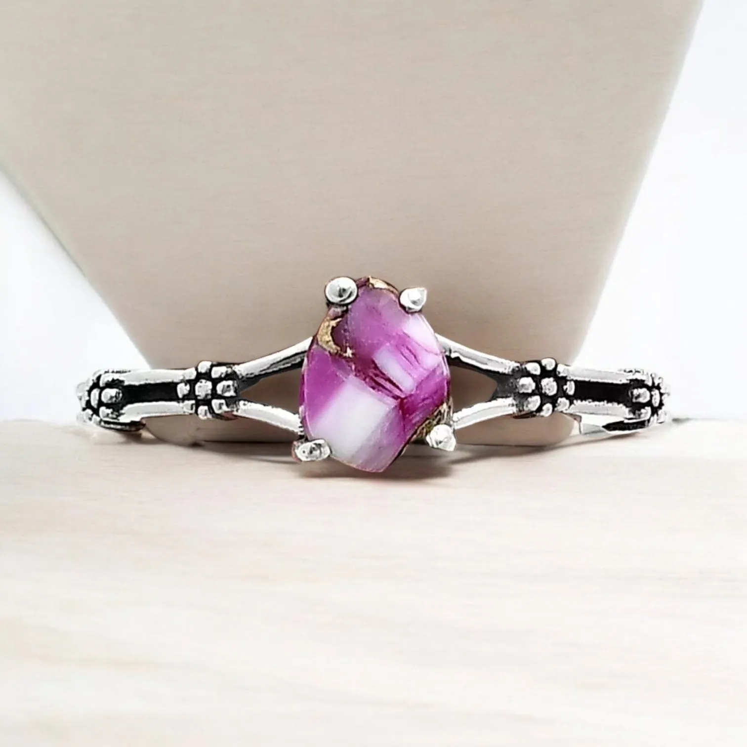 Pink Dahlia Solid 925 Sterling Silver Ring 7.5