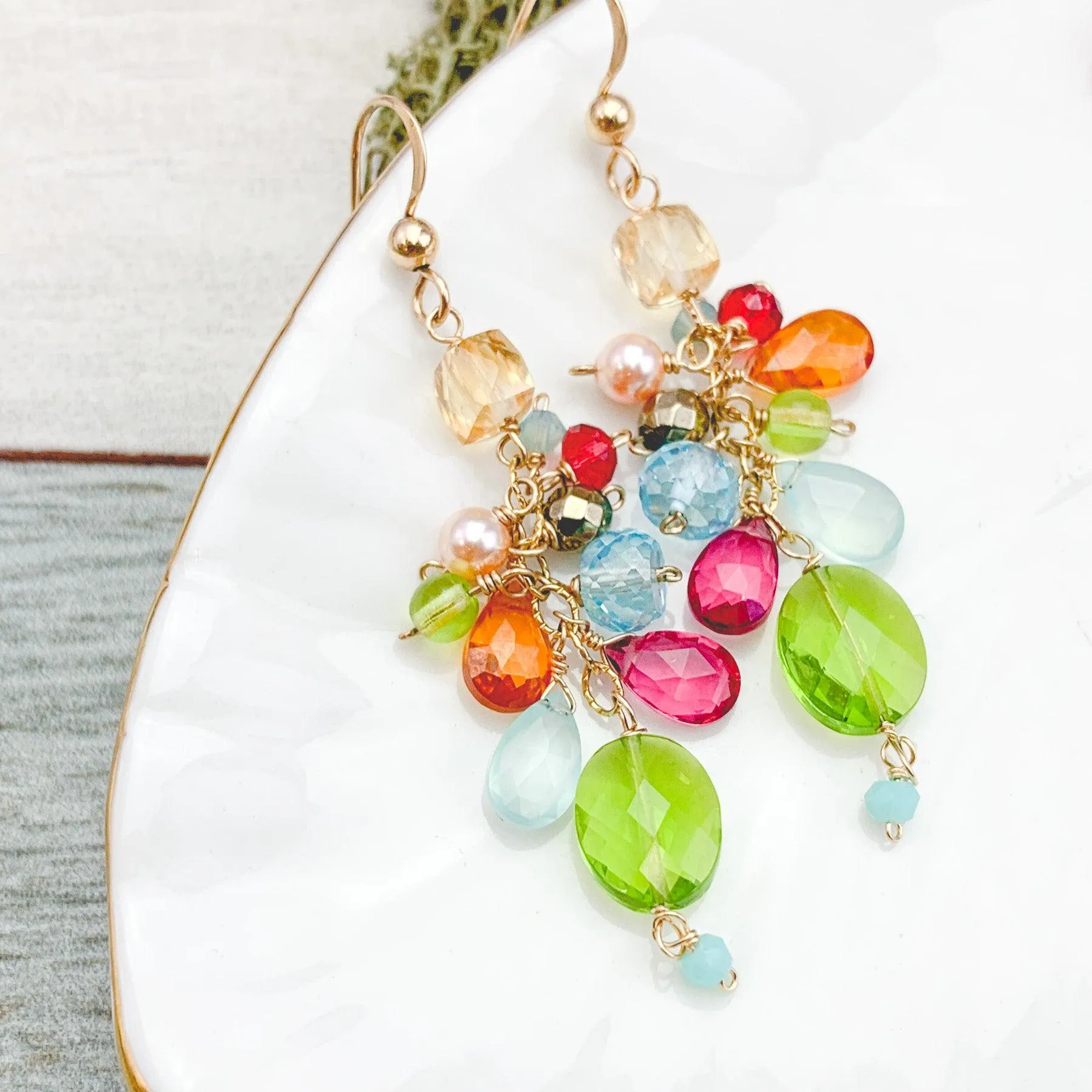 Playful Colorful Gems Mix Shape Earrings