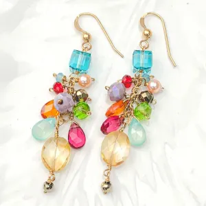 Playful Colorful Gems Mix Shape Earrings