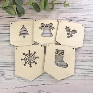 Plywood Christmas Flag Bunting