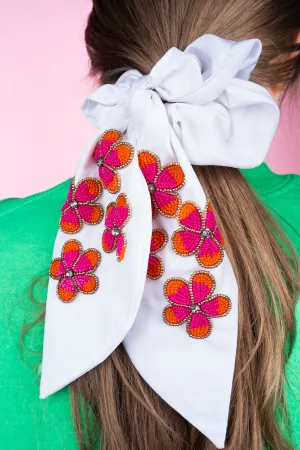 Posie White Bow Scrunchie