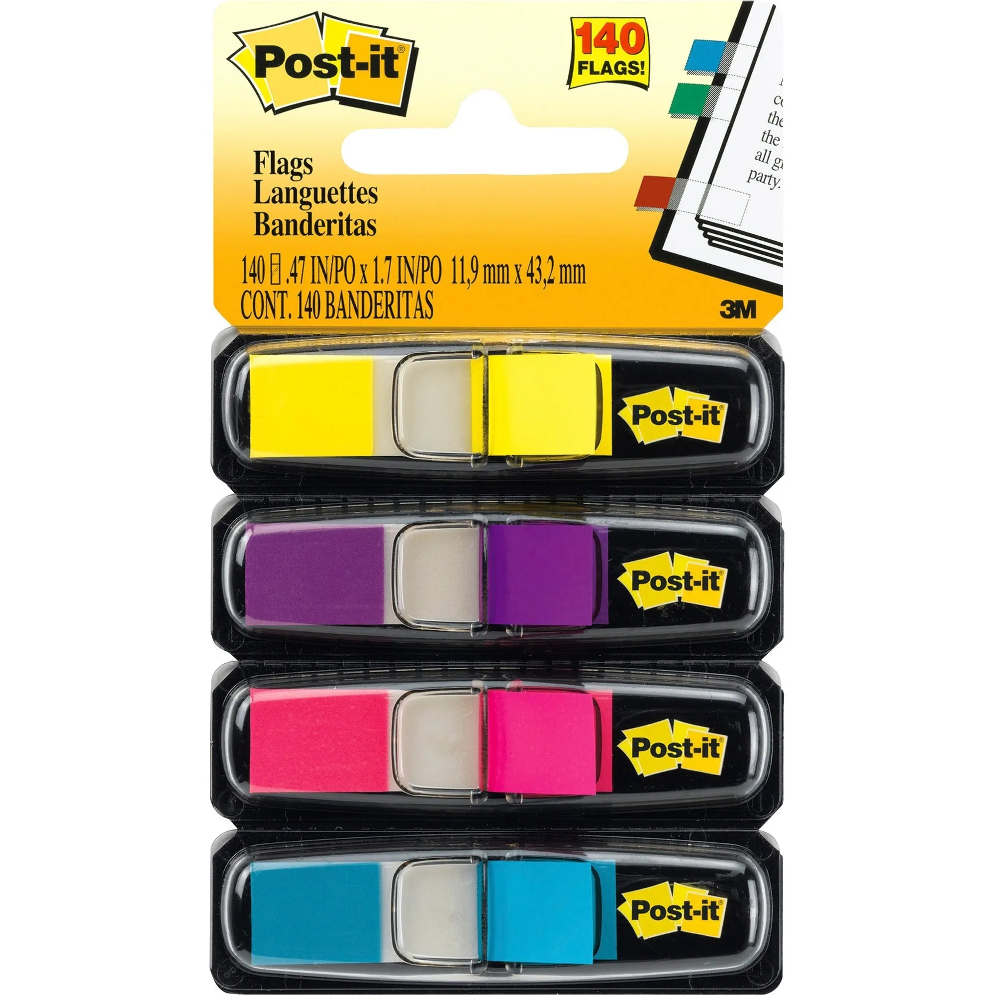 Post-it® 1/2"W Flags in Bright Colors - 4 Dispensers