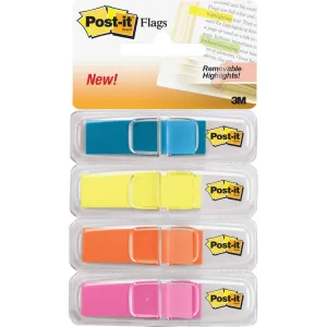 Post-it® 1/2"W Highlighting Flags in Bright Colors - 4 Clear Dispensers