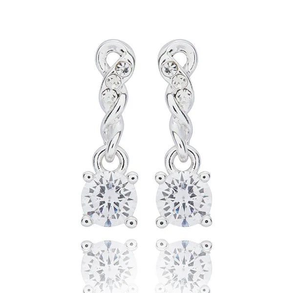 Pure Elegance Double Twist Silver Plated Earrings