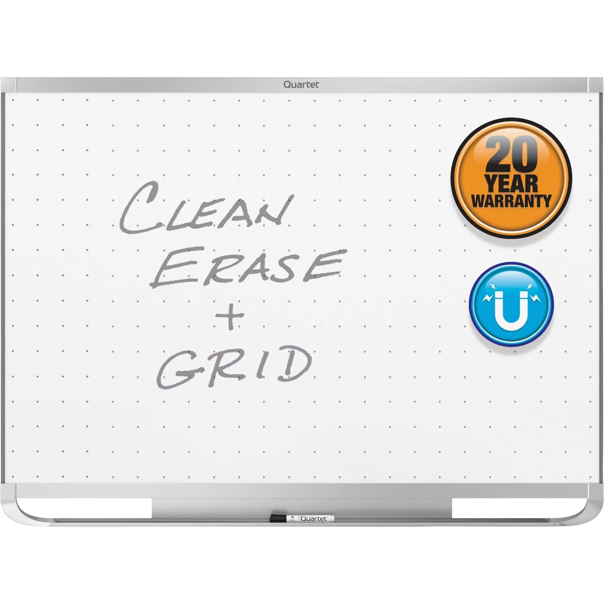 Quartet® Prestige® 2 Total Erase®Magnetic Whiteboard, 4' x 3', Silver Aluminum Frame