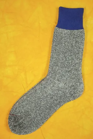 R1034 Double Face Silk/Cotton Crew Sock Blue/Grey