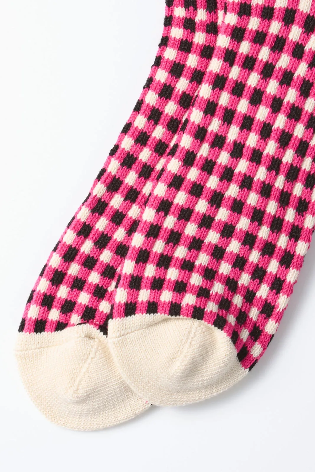 R1506 Gingham Check Sock Pink/Black