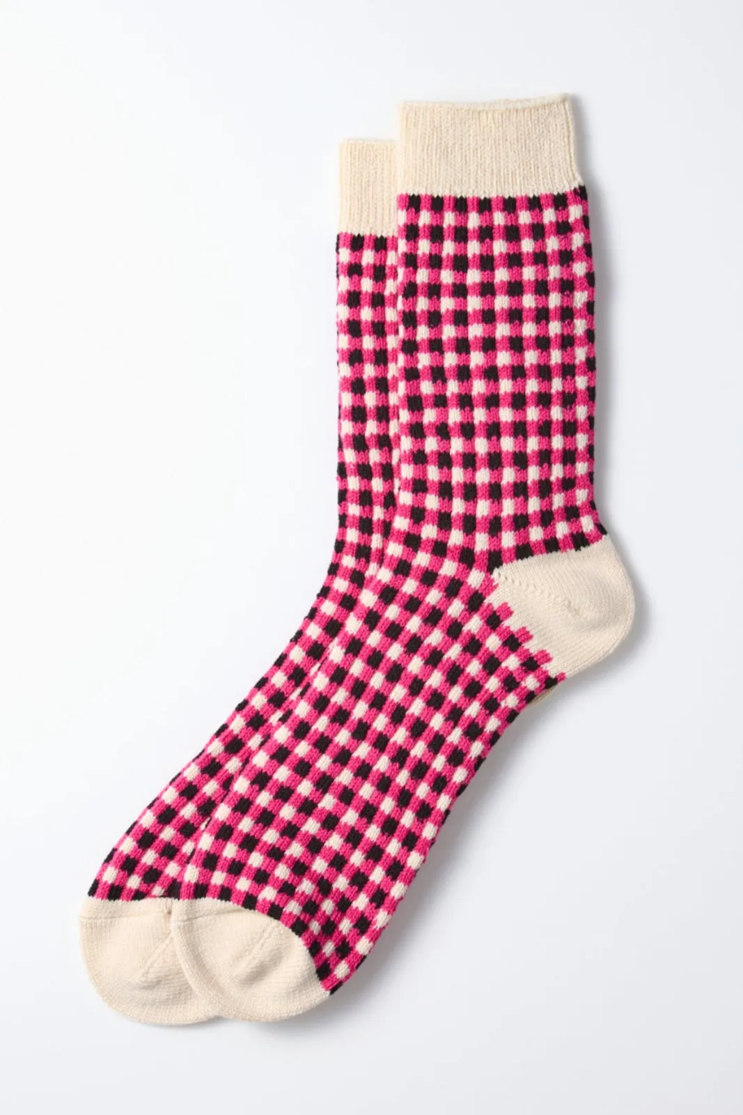 R1506 Gingham Check Sock Pink/Black