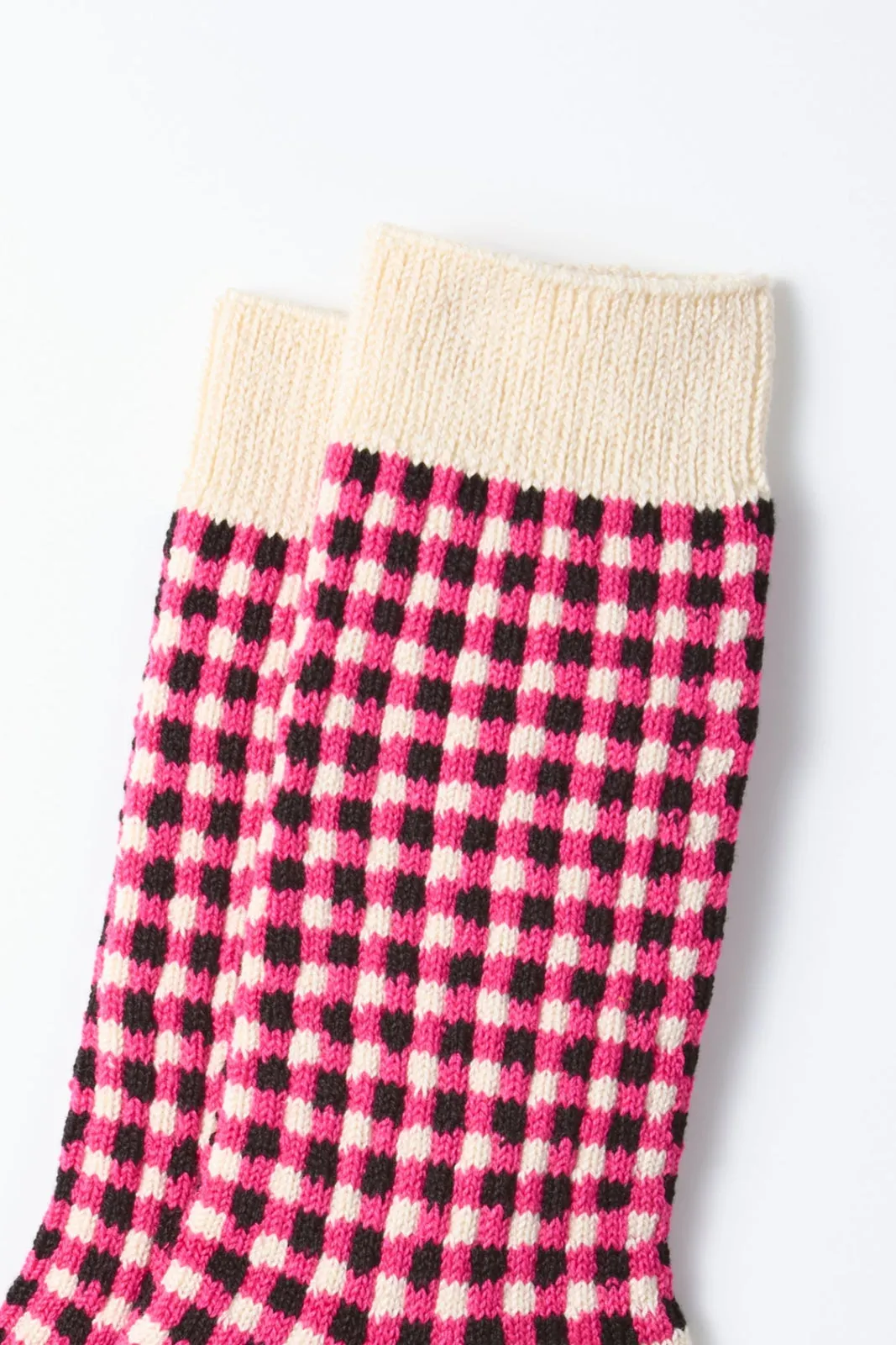 R1506 Gingham Check Sock Pink/Black
