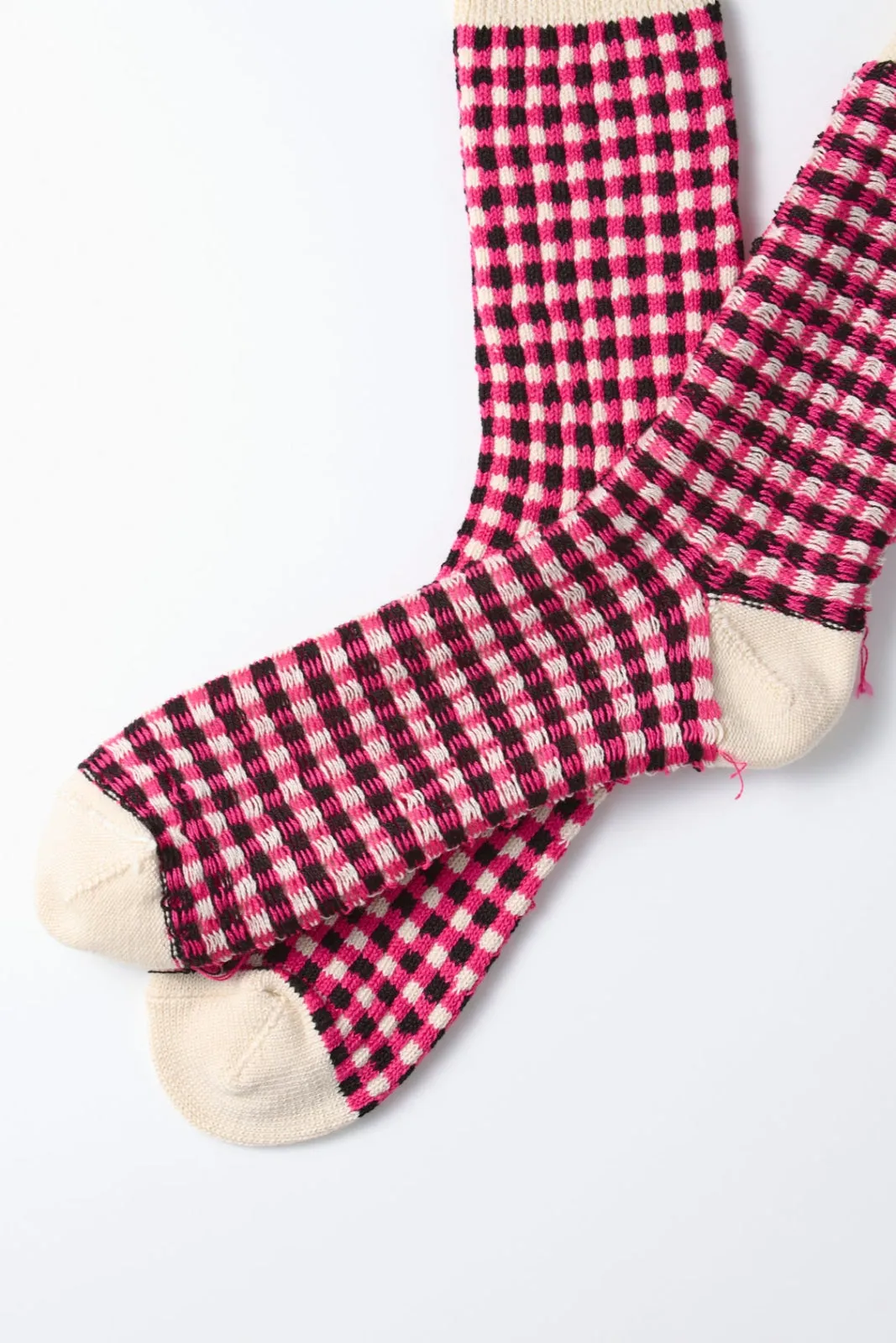 R1506 Gingham Check Sock Pink/Black