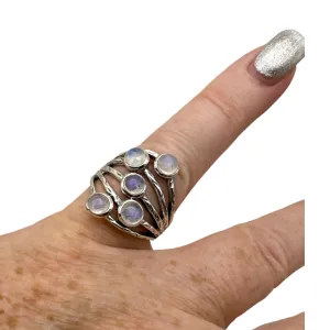 Rainbow Moonstone Solid 925 Sterling Silver Ring 6