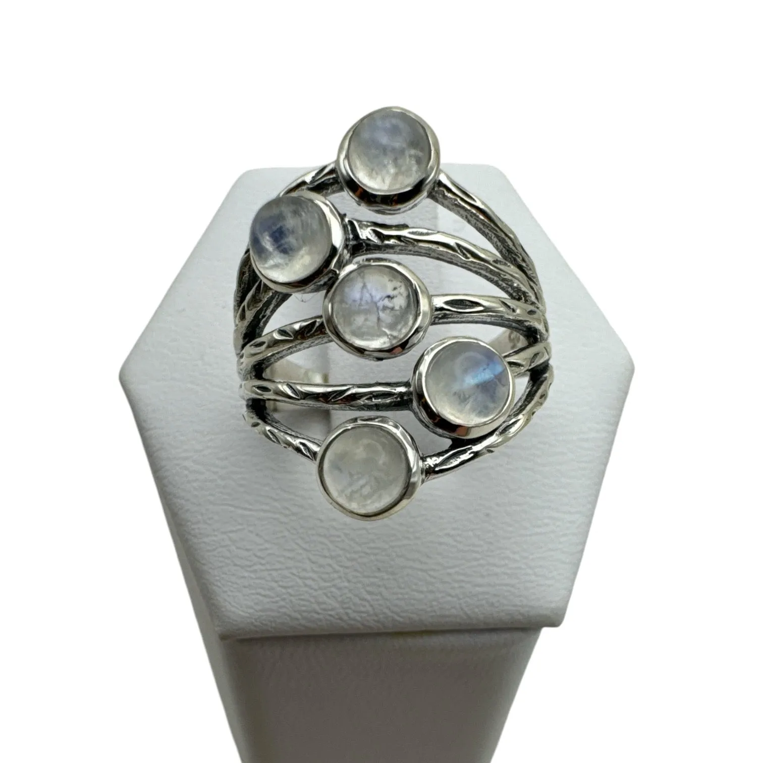 Rainbow Moonstone Solid 925 Sterling Silver Ring 6