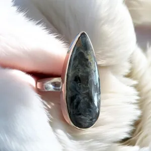 RARE Blue Pietersite Solid 925 Sterling Silver Ring 7