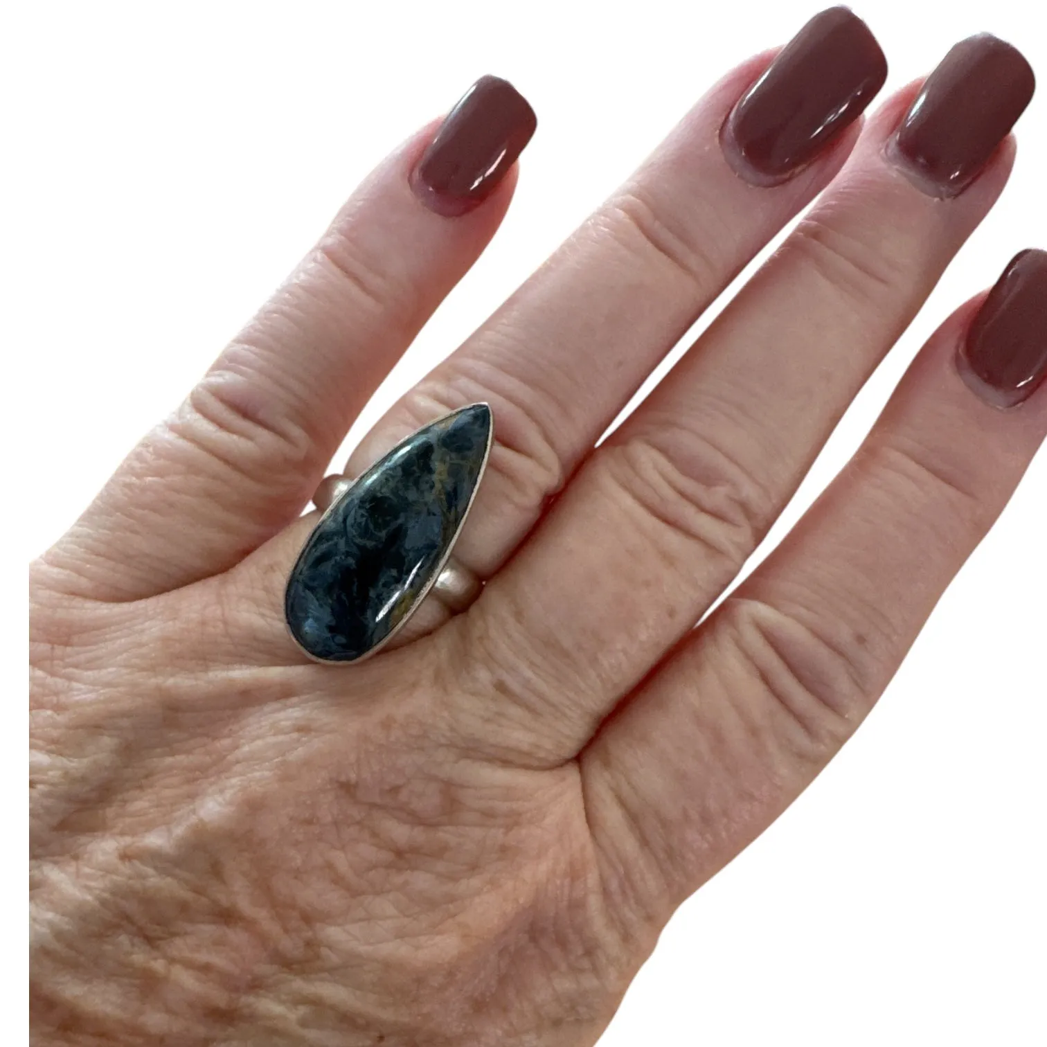 RARE Blue Pietersite Solid 925 Sterling Silver Ring 7