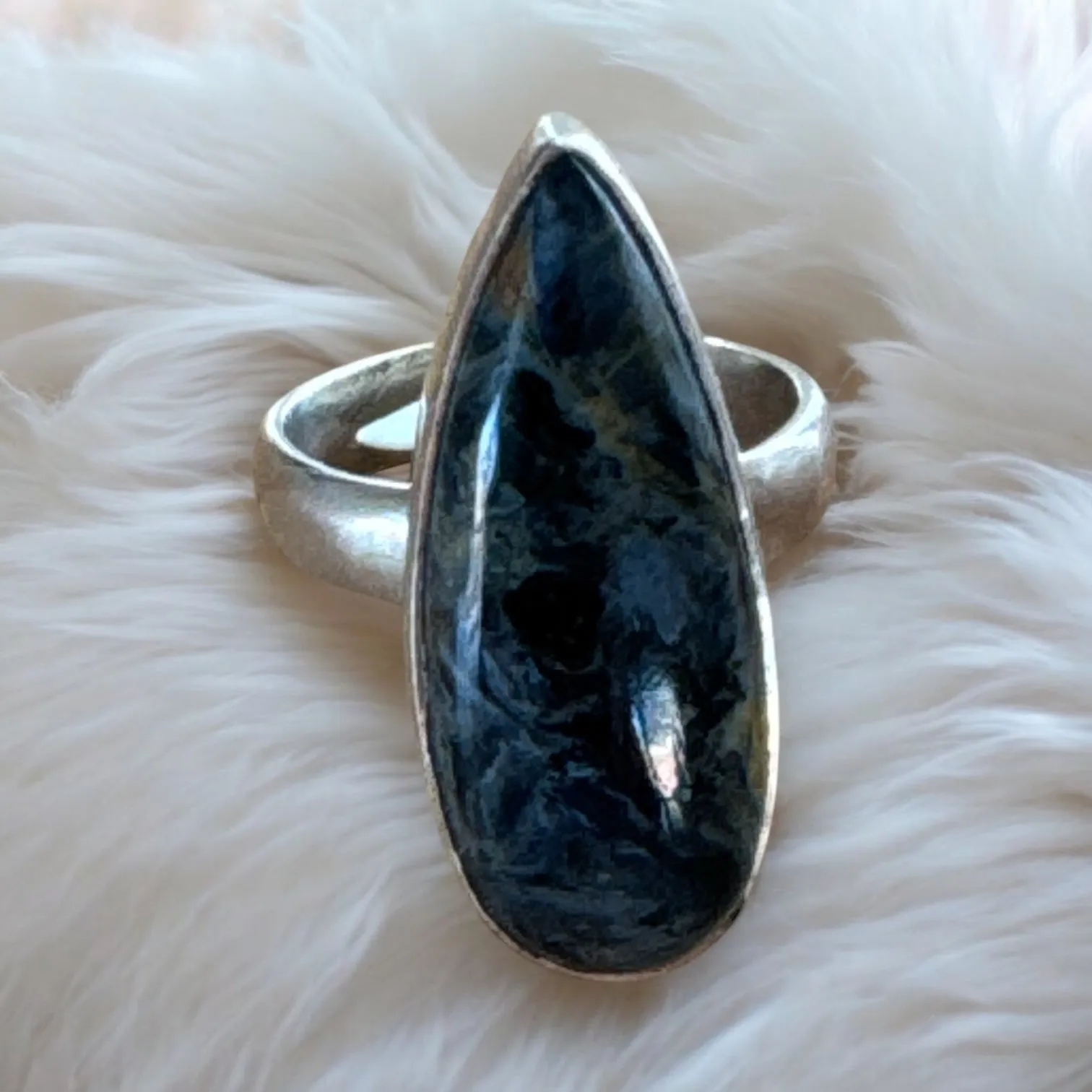 RARE Blue Pietersite Solid 925 Sterling Silver Ring 7