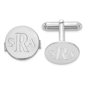 Recessed Letters Circle Monogram Round Cuff Links
