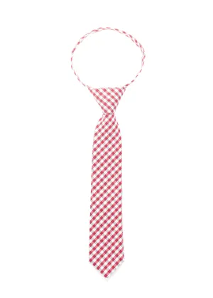 Red Gingham Zipper Tie