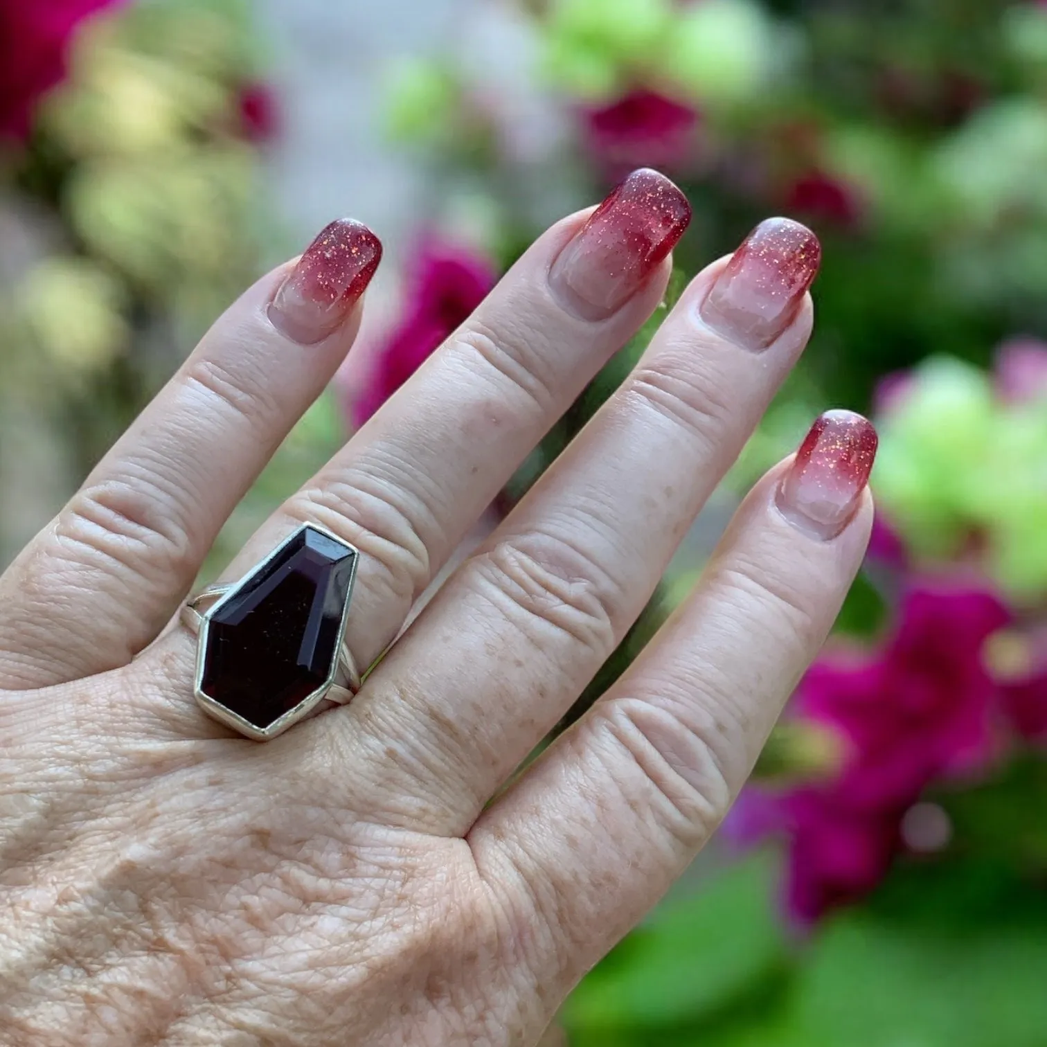 Red Onyx Coffin cut Solid 925 Sterling Silver Ring