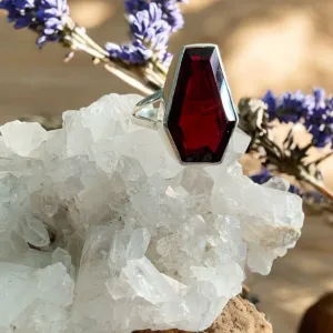 Red Onyx Coffin cut Solid 925 Sterling Silver Ring