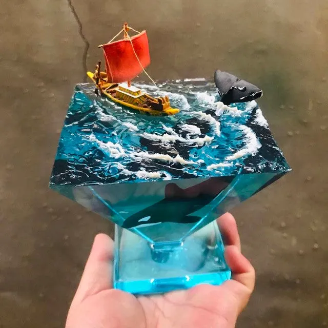 Resin Marine Whale Ornaments Sailing Boat & Orca