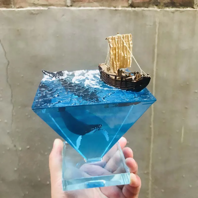 Resin Marine Whale Ornaments Sailing Boat & Orca