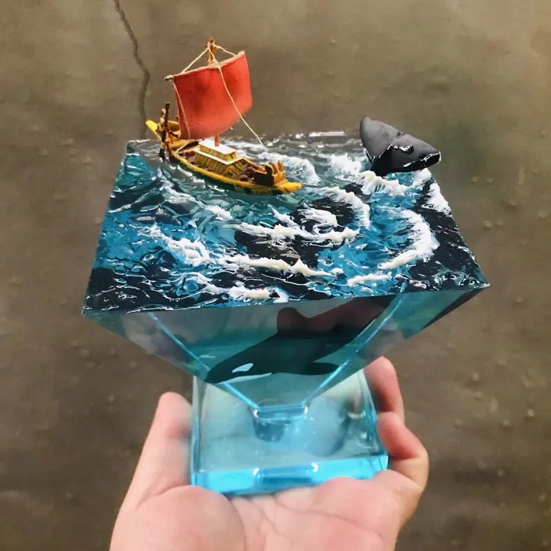 Resin Marine Whale Ornaments Sailing Boat & Orca